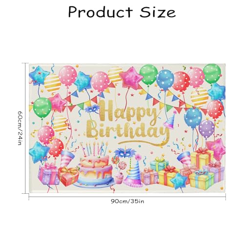 Happy Birthday Area Rug 2x3 Colorful Balloons Print Front Door Mat Birthday Party Decorative Entry Rugs Washable Non-Slip Low Pile Doormat for Living Room Bedroom Bathroom Kitchen - color: Happy Birthday