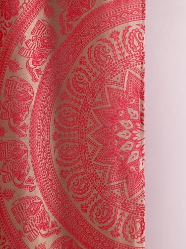 Popular Handicrafts Indian Hippie Bohemian Beautiful Elephant Color Mandala Curtain Panels Red Gold - color: Red Gold, size: 38"W x 83"L (Pack of 2)