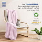 THREAD SPREAD Organic GOTS Certified Cotton Blanket, Twin/Twin XL - 350 GSM, Antistatic, Fuzzy Soft, Lightweight, Sofa, Camping & Travel, All-Season Herringbone Throw, Blush + Stylish Bonus Tote Bag - color: Herringbone - Blush, size: Twin / Twin XL