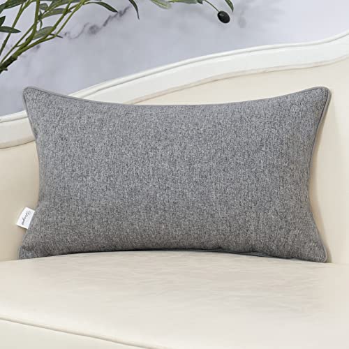 Yangest Patchwork Pillow Cover 12x20 Inch Luxury Cotton and Linen Cushion Cover Rectangle Pillowcover for Couch Bedroom Living Room,Gray - color: Grey, size: 20" x 12" (Pack of 1)
