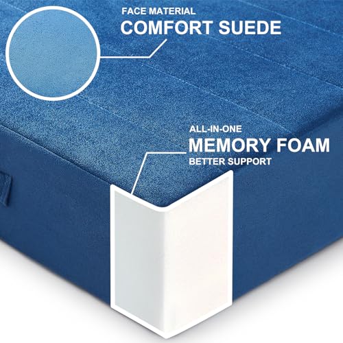 JKMAX 2 Pcs High Density Foam Floor Pillow - Upgraded Large Pillows Seating for Adults - Outdoor Floor Cushion with Soft Tufted Cover - Yoga Pillows for Sitting On Floor - 22 Inch Navy Blue - color: Navy Blue, size: 2 Counts