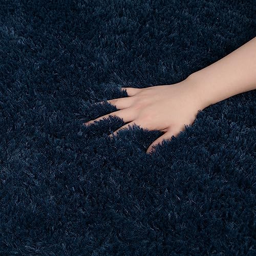 DETUM 2x6 Ruuner Rug for Bedroom Hallyway Rugs Runners Fluffy Area Rugs for Living Room Soft Kids Room Rugs Non Slip Carpets Modern Home Decor - color: Navy Blue, size: 2 x 6 feet