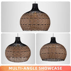 Arturesthome Rattan Pendant Light for Kitchen Island, Wicker Chandelier, Handmade Woven Hanging Ceiling Lighting Fixtures Lampshade for Living Room Bedroom - size: 15.7" * 15.7"