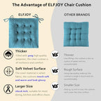 ELFJOY 4 Pack Chair Cushions for Dining Chairs Chair Pads Cushion for Kitchen Office Tufted Square Seat Cushion with Ties (16" Blue Velvet) - color: Blue Velvet