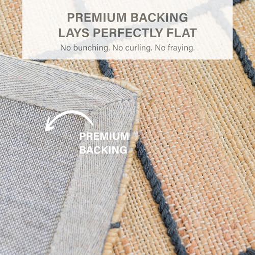 Homespice Nell Jute Plaid Area Rug 3x5' - Cotton Backed Premium Handmade Natural Fibre Rugs for Kitchen and Hallway, Lays Flat, Won't Fray or Shed, Rich Natural Brown & Black Windowpane - color: Nell, size: 3' x 5' (Rectangular)