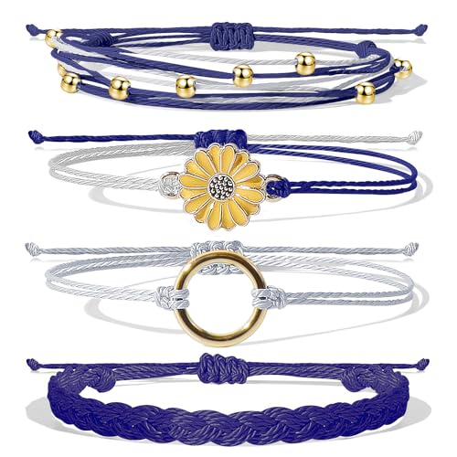 choice of all String Bracelets for Women Boho Wave Surfer Beach Wear Cute Bracelets Set Summer Friendship Jewelry Accessories Beach Stuff - color: B4：blue bracelet