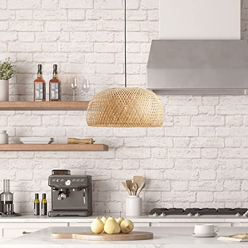 INK+IVY Astrid Farmhouse Iron Rattan Pendant Light Fixtures for Kitchen Island, Bowl Shaped Bamboo Shade Hanging Ceiling Light, Dining, Foyer, Bath, Bedroom Cottage Mid-Century Home Decor - Natural