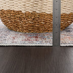 Bloom Rugs Caria Washable Non-Slip 7 ft Runner - Ocean Blue/Brick Traditional Runner for Entryway, Hallway, Bathroom, and Kitchen - Exact Size: 2'6" x 7' - color: Ocean Blue / Brick, size: 2'6" x 7' (Runner)