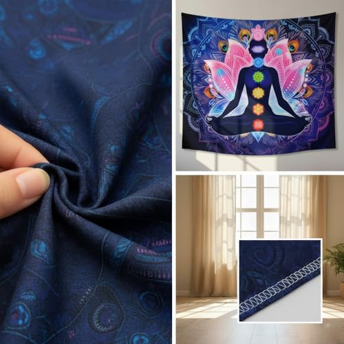 7 Chakra Mandala Tapestry - Yoga Meditation Wall Hanging for Bohemian Home Decor & Spiritual Healing (59x51 inches)