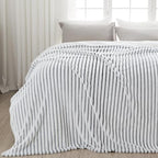 NEWCOSPLAY Super Soft Throw Blanket Black and White Premium Silky Flannel Fleece 3D Ribbed Jacquard Lightweight Bed Blanket All Season Use (Black and White Ribbed, Throw(50"x60")) - color: Black and White Ribbed, size: Throw(50"x60")