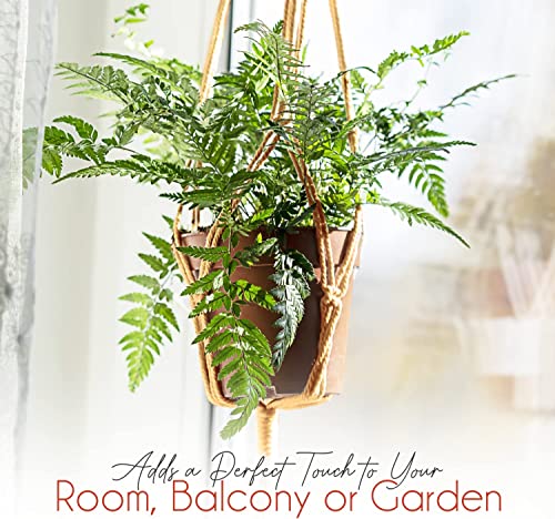 feedee Macrame Plant Hangers - 6 Pack, Brown, Indoor/Outdoor, 11.9 lbs Capacity, Ready to Hang - color: Brown, size: Pack of 6