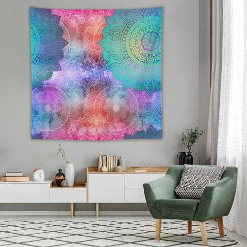 HZOHNAGO Mandala Tapestry Abstract Colored Geometry Pattern Printed Wall Tapestry Watercolor Abstract Wall Hanging for Bedroom Living Room Dorm 60" W x 60" H - color: Style-6, size: 60"L x 60"W