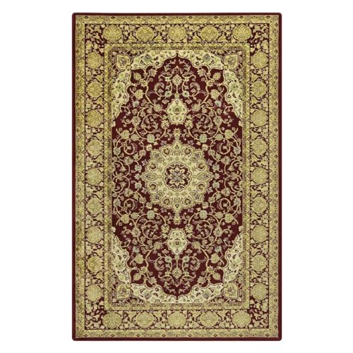 Memoryfield 12x18 Large Area Rug Vintage Rug Retro Floral Indoor Carpet Traditional Oriental Living Room Area Rug Non Slip Backing Non-Shedding Throw Carpet for Bedroom Dining Room Home Office Red - color: Red, size: 12' x 18' (Rectangular)