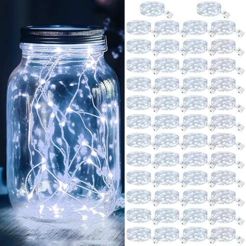 kolpop 50 Pack LED Fairy Lights Battery Operated, Mini Twinkle String Lights Battery Powered Waterproof for Christmas Mason Jars Party,Cool White - color: Cool White, size: 50 Pack