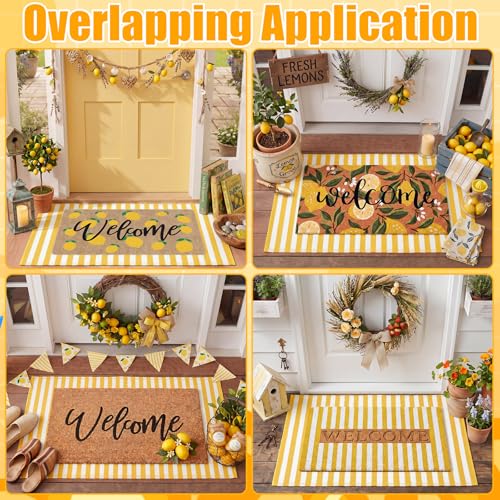 Moucuny Yellow and White Summer Striped Rug 2' x 3' Outdoor Indoor Front Porch Door Mat Polyester Washable Entryway Rug for Kitchen, Bathroom, Living Room, Dorm Farmhouse Decor - color: Yellow and White, size: 2' X 3', style: Vertical Stripe