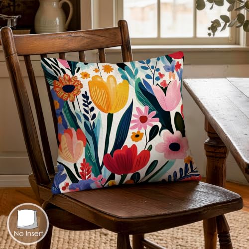 OBSEDE Modern Abstract Floral Decorative Throw Pillow Covers, Set of 4 Bold Graphic Cushion Cases 18x18 Inch for Sofa - color: Modern Abstract Floral