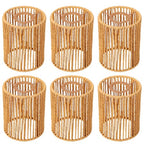 6 Pcs Paper Rope Lamp Shades, Rattan Lamp Shade, Boho Pendant Light Shade, Woven Lampshade with Metal Frame, 4.7 x 4.7 x 5.9 in, Creative Lighting for Home, Living Room, Bedroom