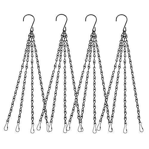 EMPHY 4Pack - 24 Inch 4 Leads Hanging Chain with Hooks Flower Pot Chain Replacement Plant Hangers for Bird Feeders, Planters and Lanterns (Black)