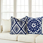 Slow Cow Embroidery Navy Blue Pillow Covers Cushion Covers Invisible Zipper for Living Room 18 x18 Inch - color: Navy Eyes, size: 18" x 18" (Pack of 1)