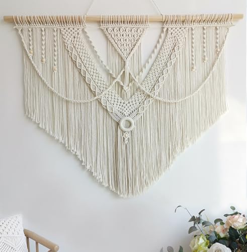 Achart Macrame Wall Hanging Large- Boho Wall Decor- large wall art- Wall Decor Living Room- Macrame Tapestry Boho Decor for Bedroom (Triangle) - color: Triangle