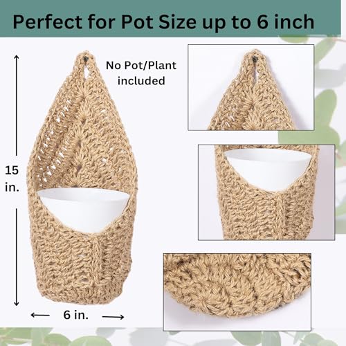 2 Pack 6-inch Hanging Planters for Indoor Plants, Macrame Wall Plant Hanger | Wall Plant Holder, Wall Planters for Indoor Plants (2 Pack, for up to 6 inch Pot) - size: Large
