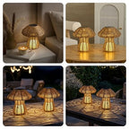 Portable Rattan Table Lamp for Indoor Outdoor, CE,RoHS Certified Solar Charging & Replaceable Battery LED Light, Ratten Bedroom Lamp with Warm Candle Bulb for Patio Bedroom, Pack of 2 - style: Pack of 2