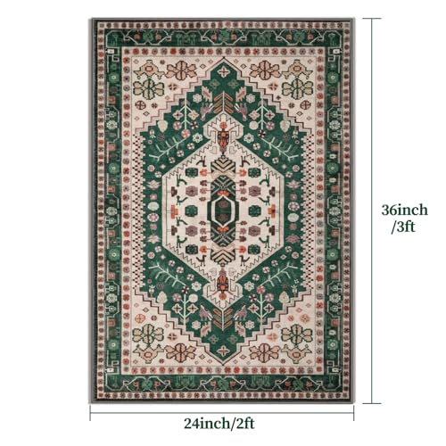 Ciicool Small Area Rug, 2x3ft Red Boho Rug, Ultra Soft Entry Rugs for Entryway, Non-Slip Washable Rugs Oriental Low-Pile Indoor Mat Floor Carpet for Entrance Bedroom Kitchen Bathroom Foyer Decor - color: Beige/Green, size: 2' X 3' (Rectangular)