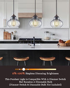 ELYONA 8 Inch Pendant Light Fixtures Seeded Bubble Glass Hanging Light Industrial Pendant Lighting for Kitchen Island Farmhouse Bar Bathroom Dining Room Oil Rubbed Bronze Finish - color: Bronze