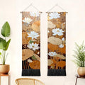 seewan 2 Pack Long Vertical Wall Tapestry, Boho Nature Landscape & Floral Aesthetic Wall Hanging for Bedroom Living Room Home Decor, Long Narrow Art Tapestry with Sunrise Mountain Botanical Designs, 13" × 51" (Autumn Leaf Pattern, 13"Wx51"H, Unframed) - c