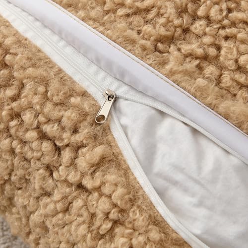 MIULEE Pack of 2 Throw Pillow Covers 18x18 Inch Neutral Camel Faux Fur Decorative Sherpa Pillow Covers Fuzzy Accent Soft Sheepskin Fleece Cushion Cases for Boho Home Decor Couch Living Room Bed - color: Camel, size: 18" x 18" (Pack of 2)