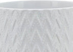 Ceramic Planter with Elevated Stand – Bamboo Indoor Plant Stand, Display for Greenery, Shelf or Patio Placement – Textured Round Design for Sculptural Height, Home Decor, Outdoor Decor – 8", White