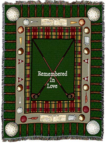 Pure Country Weavers Memorial Golf Blanket - Remembered in Love Blanket - Sympathy Bereavement Gift Tapestry Throw Woven from Cotton - Made in the USA (72x54) - color: Golf, size: 72" x 54"