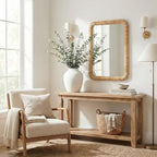 Barnyard Designs Rattan Wall Mirror, Rectangular Farmhouse Boho Accent for Bathroom, Entryway or Bedroom, Woven Natural Honey Rattan Frame (24" x 36", Rectangular) - size: 36"L x 24"W