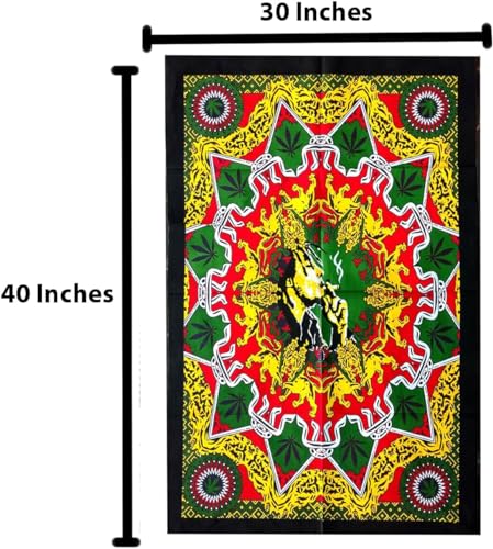 Rastogi Handicrafts Hendrix Guitar 40" X 30" Poster Size Tapestry Decorative Indian Dorm Decor Cotton Tapestry Indian Multi Colored Wall Poster Indian Deity (RH-155) - color: Rh-155