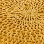 Round Pouf Ottoman, 18" Bordeaux Knitted Cotton Woven Round Pouf, Sofa Footrest Suitable for Living Room, Bedrooms, Home, Offices (Yellow) - color: Yellow