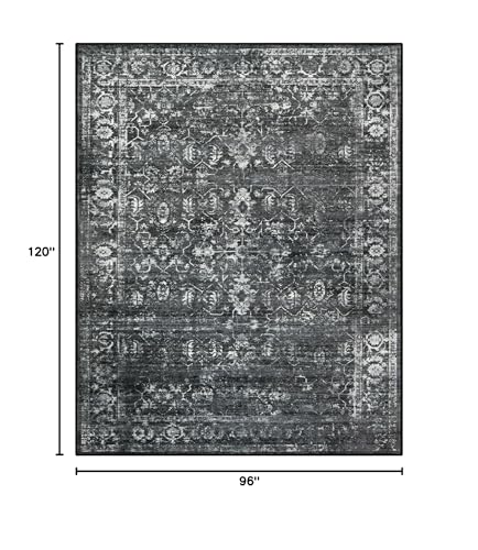 Lahome Margot 8x10 Area Rugs for Living Room Washable Rugs 8x10 Black Large Rug Indoor Carpet, Vintage Distressed Rug Soft Non Slip Area Rug for Bedroom Dining Room Home Office(8 x 10, Black/Grey) - color: Black/Grey, size: 8' x 10' (Rectangular)