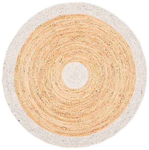 SAFAVIEH Braided Collection 3' Round Beige / Natural BRD910B Handmade Country Cottage Reversible Jute Area Rug - color: Beige/Natural, size: 3' (Round)