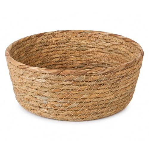 3 Pcs Natural Woven Planter Basket, Handwoven Grass Plant Basket Pot Cover, Round Decorative Storage Basket for Indoor Plants, Flower Pots, Desktop Organizer (Large) - size: Large
