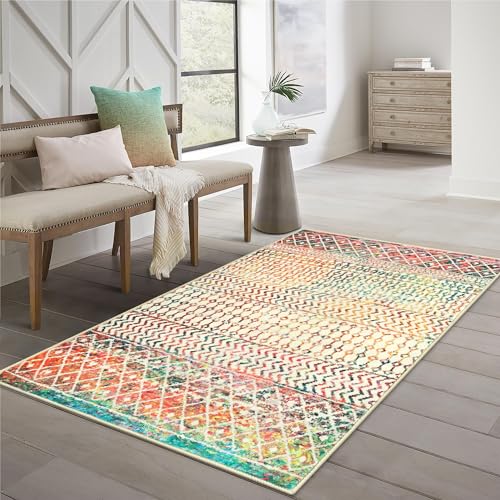 4x6 Rug for Living Room, Soft Non Slip Indoor Front Door Mat, Low-Pile Machine Washable Area Rug Floor Carpet for Bedroom Classroom Office Dining Room - color: Multi Color, size: 4' x 6' (Rectangular)