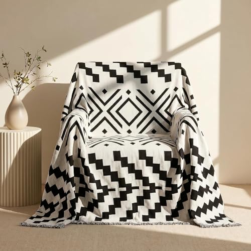 amorus Bohemian Throw Blanket Chenille Jacquard Tassels Cover,63"*71",NO.1 | Boho Style blankets,modern Geometric, warm & cozy. For couch, bed, outdoor, car - color: Pattern 1, size: 63x71 in
