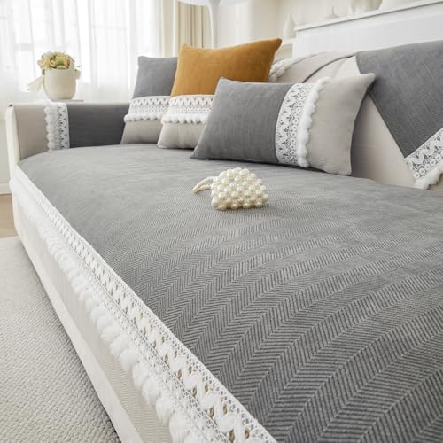 VClife Modern Couch Cover, Non Slip Dog Sofa Cover, Gray, 35.4" x 63" | Pet-friendly Sofa Covers, Scratch-resistant, Waterproof, Non Slip That Stay Firmly In Place, Durable and Machine Washable - color: 01# Gray, size: 35.4" x 63"