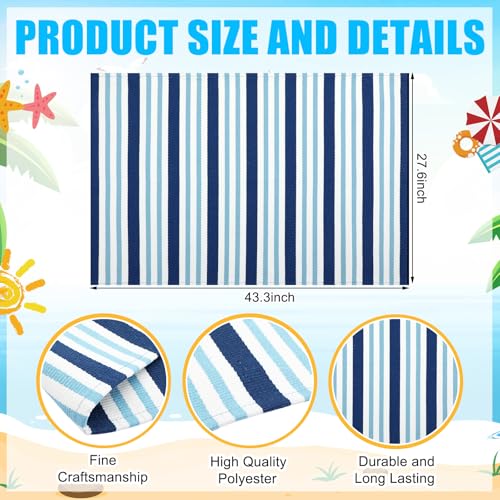 Moucuny Blue and White Striped Rug, 2'4'' x 3'7'' Coastal Navigation Theme Summer Rug Outdoor Front Porch Door Mat Welcome Layering Rustic Washable Doormat for Entryway Farmhouse Decor - color: Navy White Blue, size: 2'4'' X 3'7'', style: Vertical Stripe