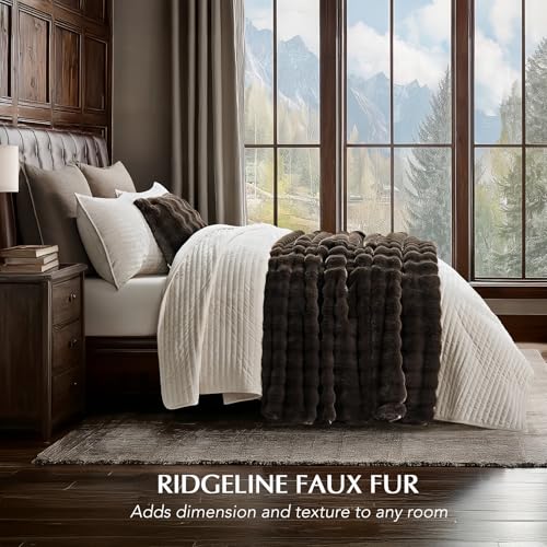 EverGrace Ultra Soft Luxury Fluffy Faux Rabbit Fur Throw Blanket, Thick Warm Bubble Throw for Bed, Cozy Plush Reversible Blankets for Couch, Chair, Sofa, Dark Brown, 50x60 Inches - color: Dark Brown, size: 50"x60"