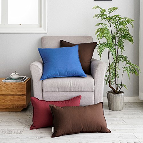 Jeanerlor Cotton Linen Square Decorative Throw Pillow Case Cushion Cover with Twin Needles Stitch on Edge, 12"x20"(30 x 50cm),Brown - color: Brown, size: 20" x 12" (Pack of 1)
