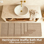 Sunfly Waffle Runner Rug Bathroom, Boho Bath Mat Super Absorbent & Quick Dry, Non-Slip Washable with Tassels, Ultra Soft Farmhouse Long Bathroom Rug 24"x60" Beige - color: Beige, size: 2' x 5' (Rectangular)