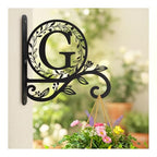 Metal Initial Letter G Plant Hanger Bracket, Decorative Wall Mount Hanging Plant Hook, Monogram Floral Leaf Garden Decor for Hanging Baskets, Bird Feeders, Lanterns, Wind Chimes - style: G