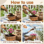 12 inch Metal Hanging Baskets For Plants Outdoor 4 Pack Round Metal Wire Hanging Basket Planter with Coco Fiber Liners Chain Round Wire Plant Holder for Garden, Patio, Deck, Porch Plants Flower Potss - size: 12 Inch, style: Flower Border