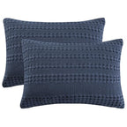 PHF 100% Cotton Waffle Pillow Shams Standard Size, 2 Pack 20" x 26" Soft Skin-Friendly Pillowcases, No Filling, Aesthetic Woven and Breathable Waffle Weave Pillow Case Covers for Bed, Indigo - color: Indigo, size: 26" x 20" (Pack of 2)