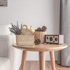 Seagrass Wicker Storage Basket with Handle - Semi-Circular Willow Woven Hanging Basket for Home, Garden, Wedding Wall Decor