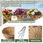 4 Pack 14 Inch Hanging Baskets for Plants Outdoor Metal Hanging Planter Basket with Coco Coir Liner Hanging Flower Baskets Hanging Flower Pots Holder for Garden, Patio(Butterfly) - size: 14 Inch, style: Contemporary